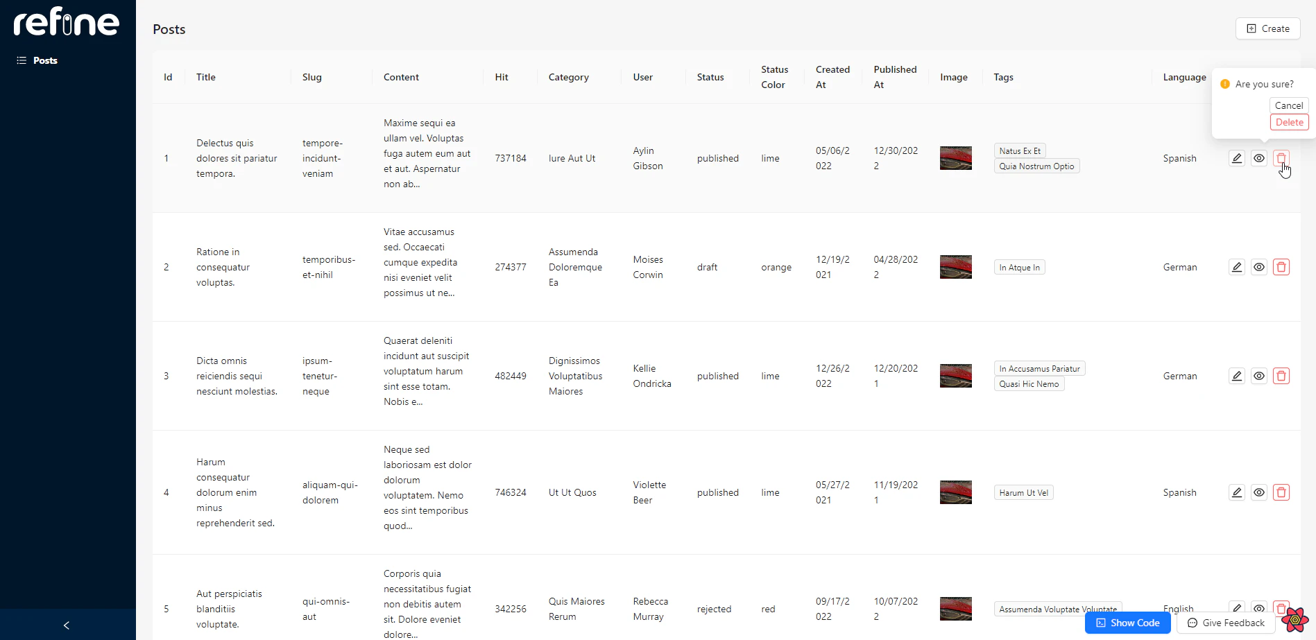 Refine delete confirmation dialog