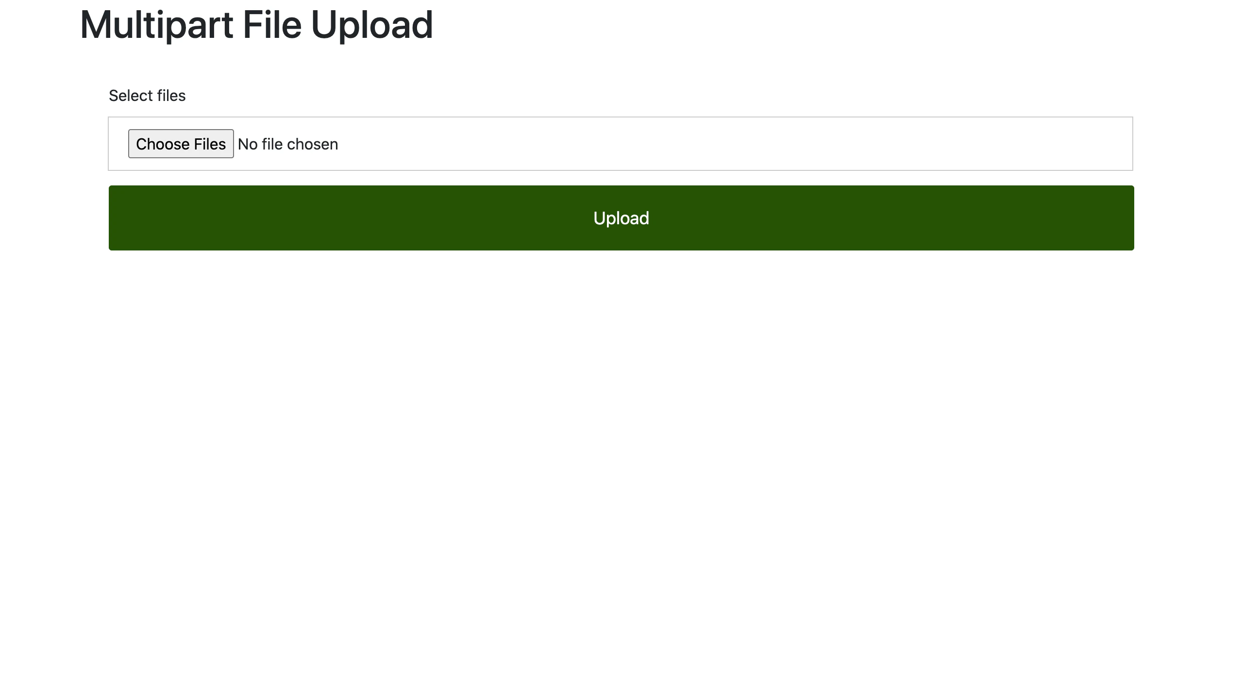 Multipart upload form screen