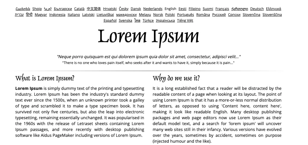 Lorem Ipsum generator screenshot