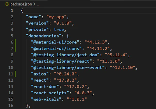 package.json dependencies updated