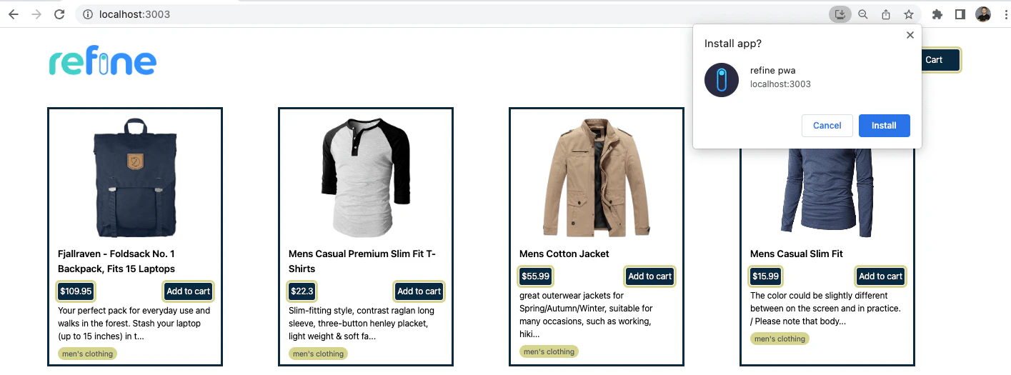 Installable PWA prompt
