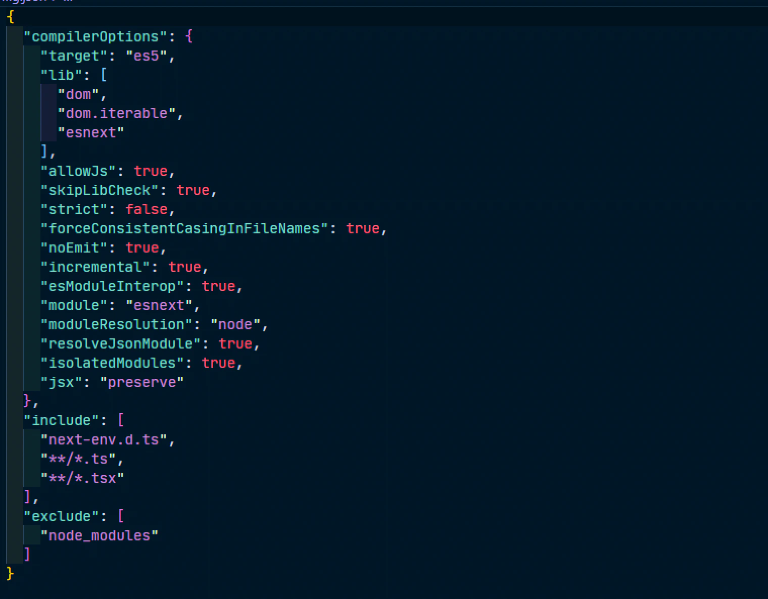 tsconfig.json settings