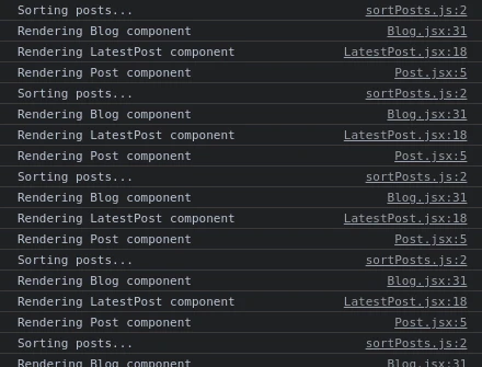Initial render output
