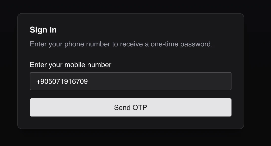 Login form with OTP option