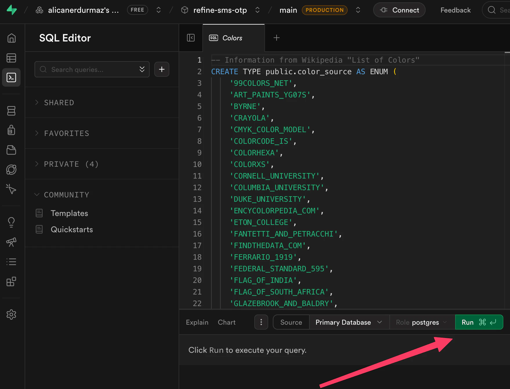 Supabase table rows view
