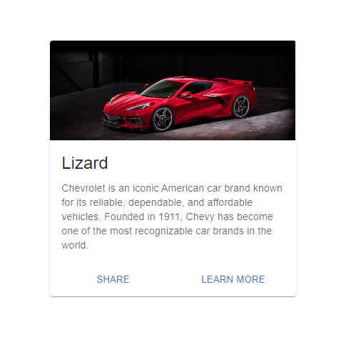Material UI card with car image