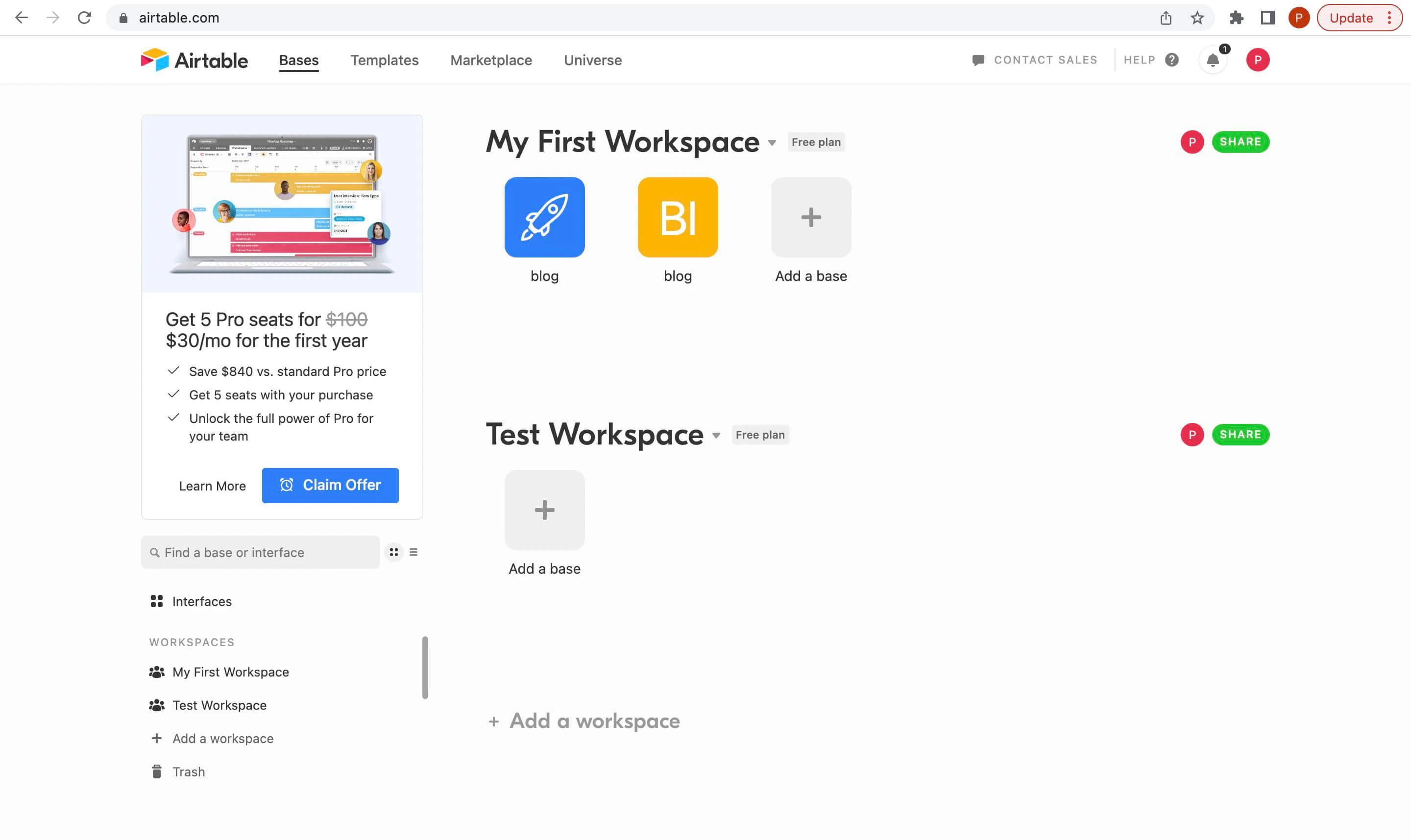 Create Airtable base