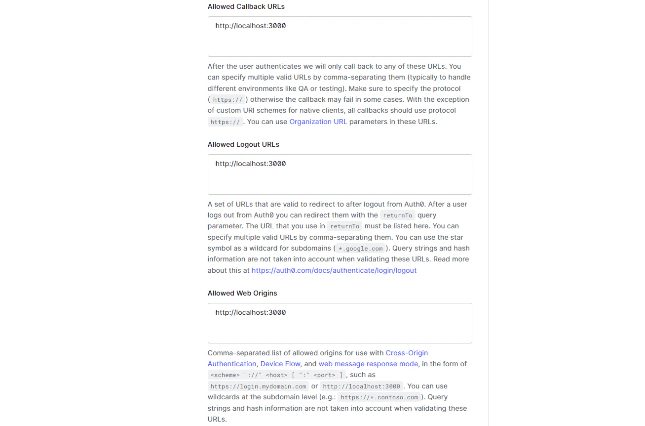 Auth0 callback URLs for Refine
