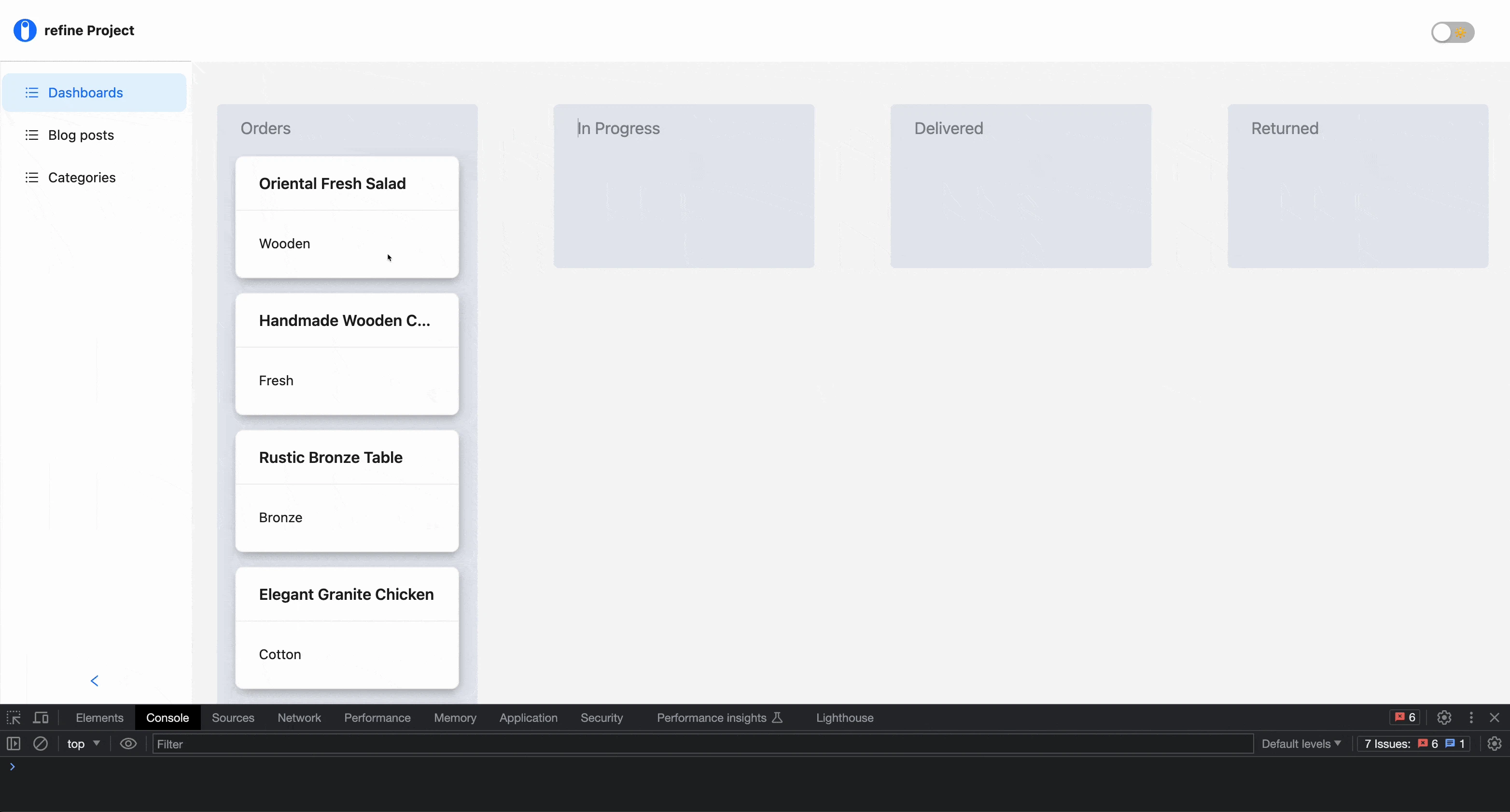 Dragging cards into drop targets