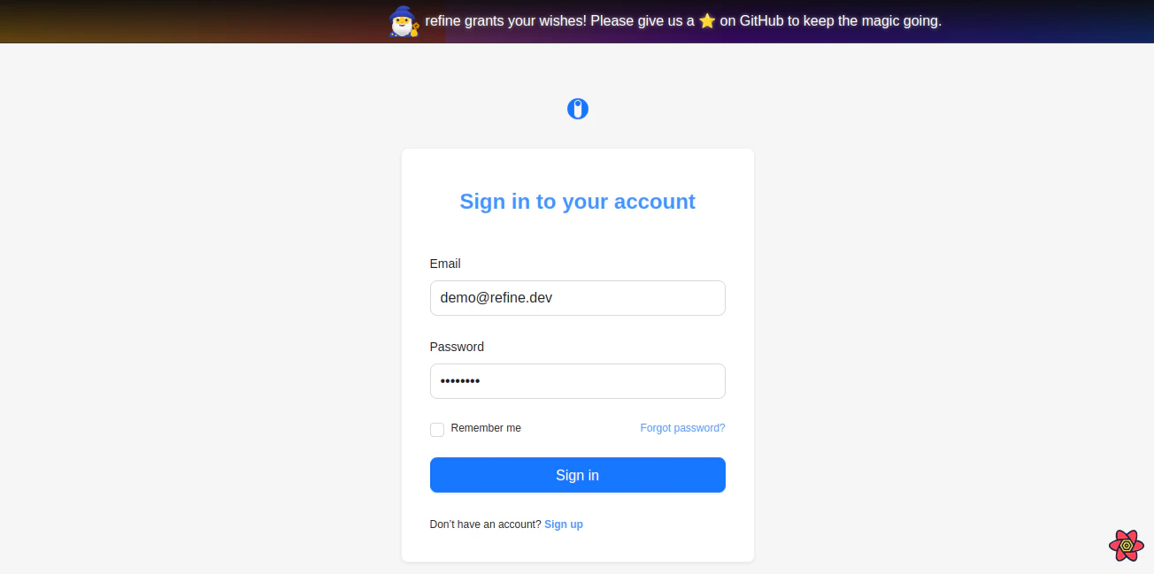 Invoice app login screen