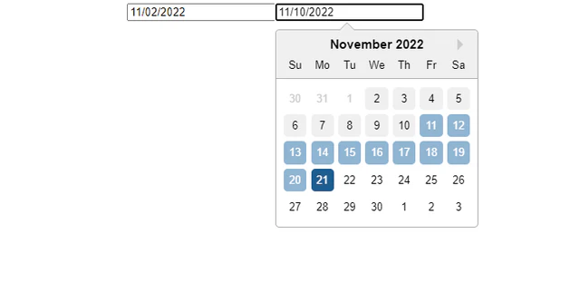 Two date pickers for range