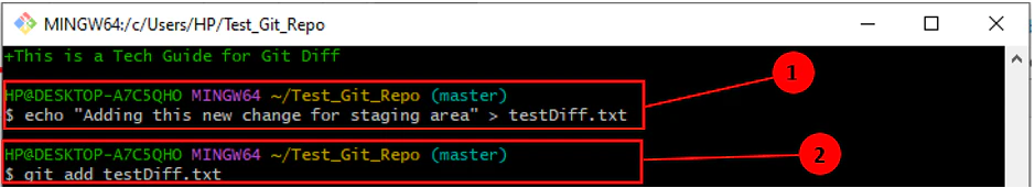 git diff --staged output