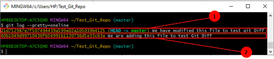 git log --pretty=oneline output