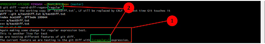 git diff --word-diff-regex highlighting matches