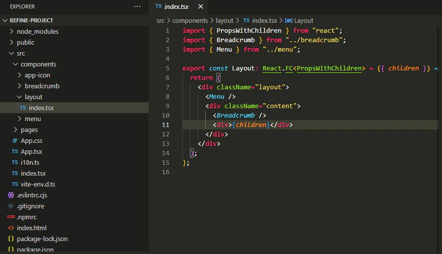 Layout component structure