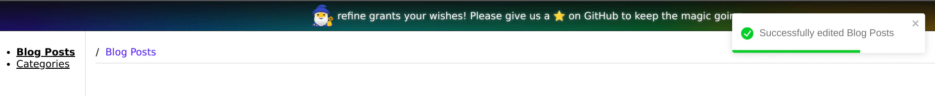 Success toast notification