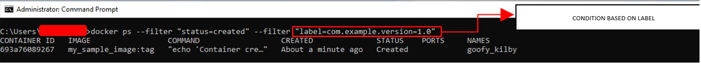 docker ps --filter label output