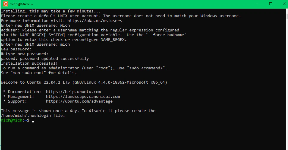 Ubuntu first-run setup prompts