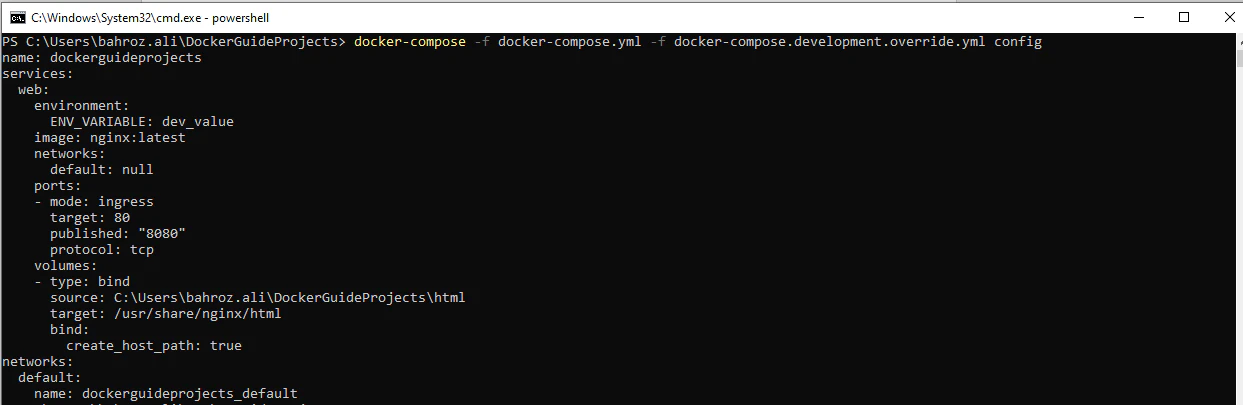 Docker Compose config with override files