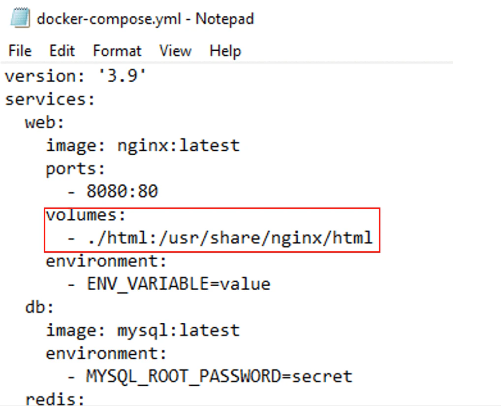 Docker Compose volume mapping example