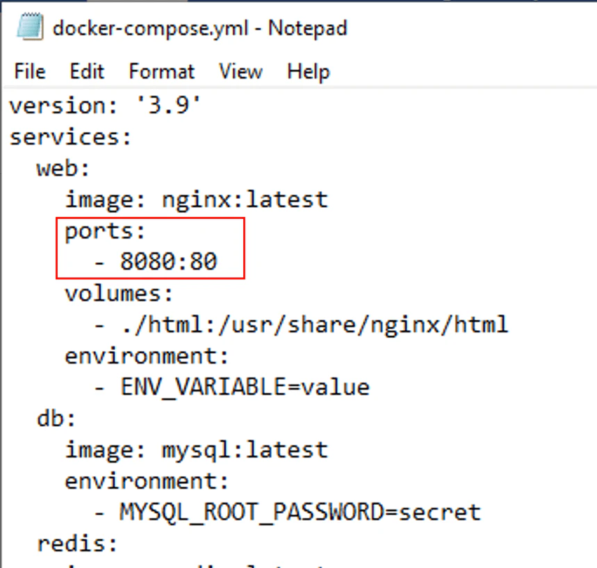 Docker Compose port mapping example