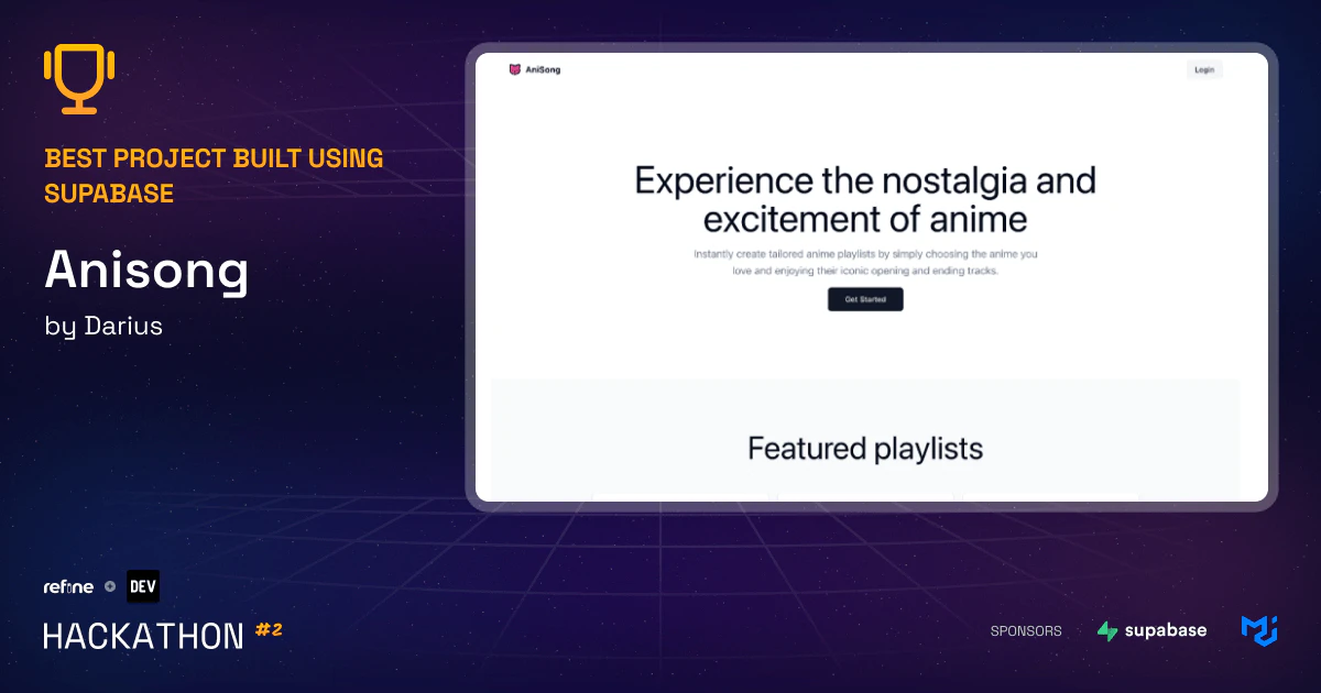 Anisong anime playlist app screenshot