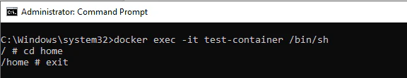 Exiting Docker container shell with exit command