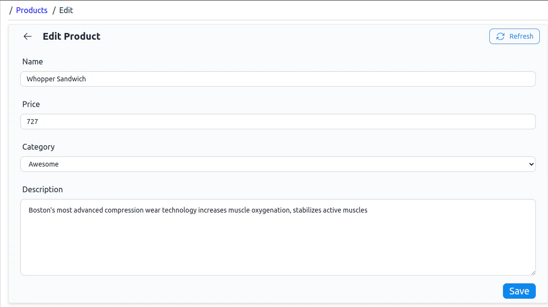 DaisyUI edit product form