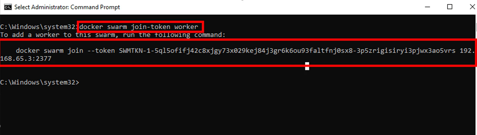 Docker swarm join-token worker command output