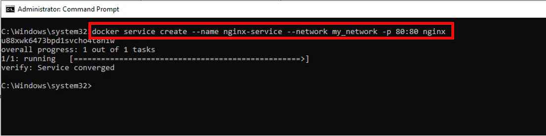 Docker service create attaching nginx to overlay network