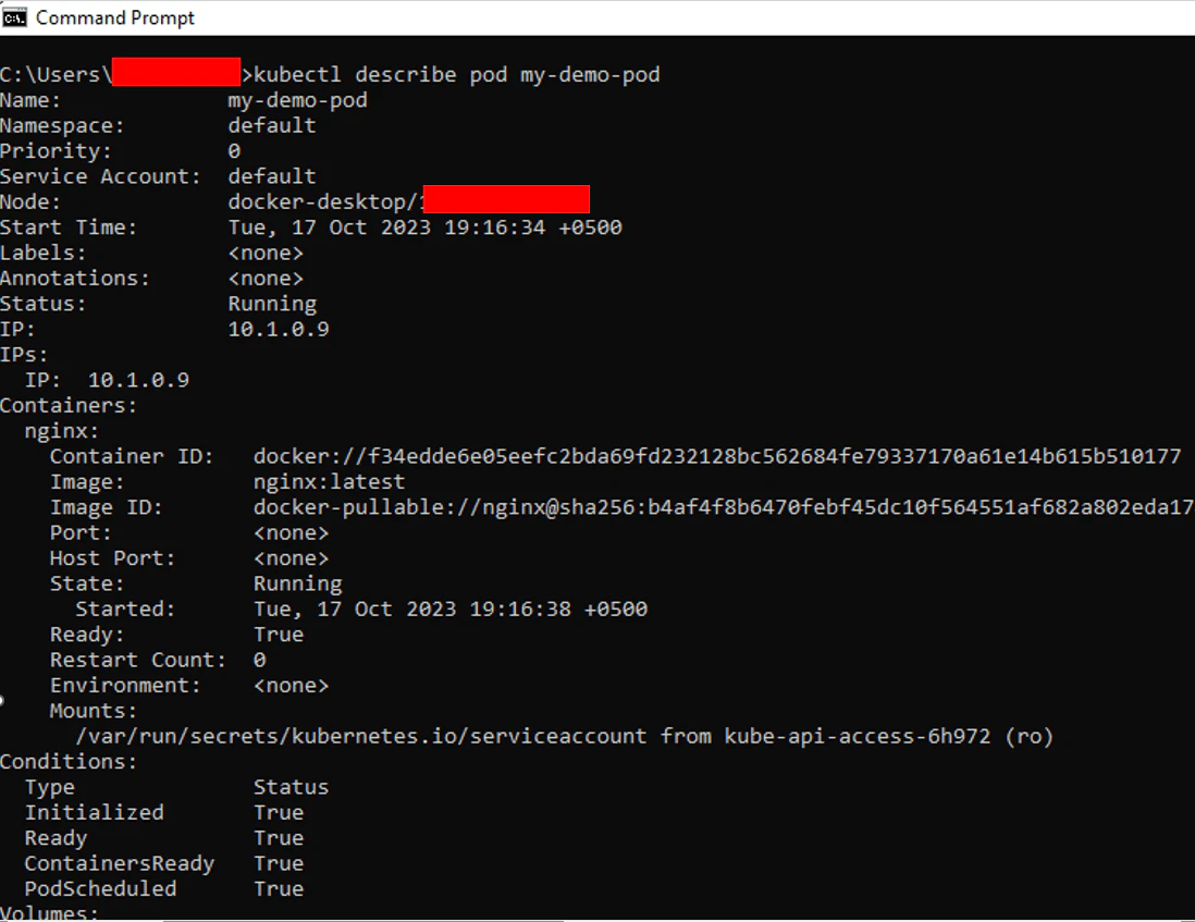 ImagePullBackOff error details in kubectl describe pod Events section