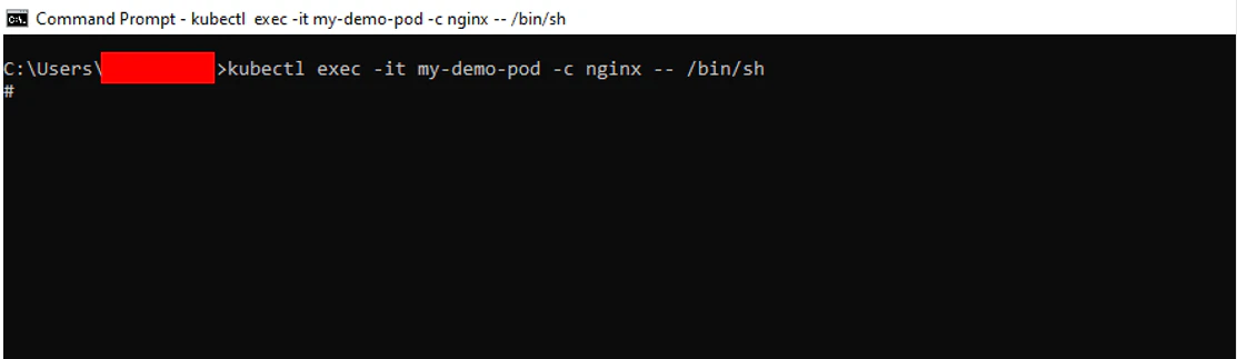 Accessing nginx container shell in multi-container pod using -c flag