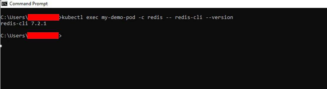 Checking redis version in multi-container pod using redis-cli command