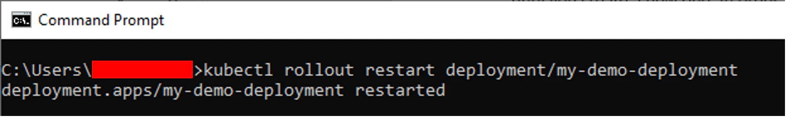 Rolling restart of my-demo-deployment using kubectl rollout restart command