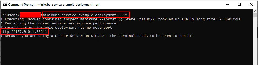 Getting service URL from minikube for browser access