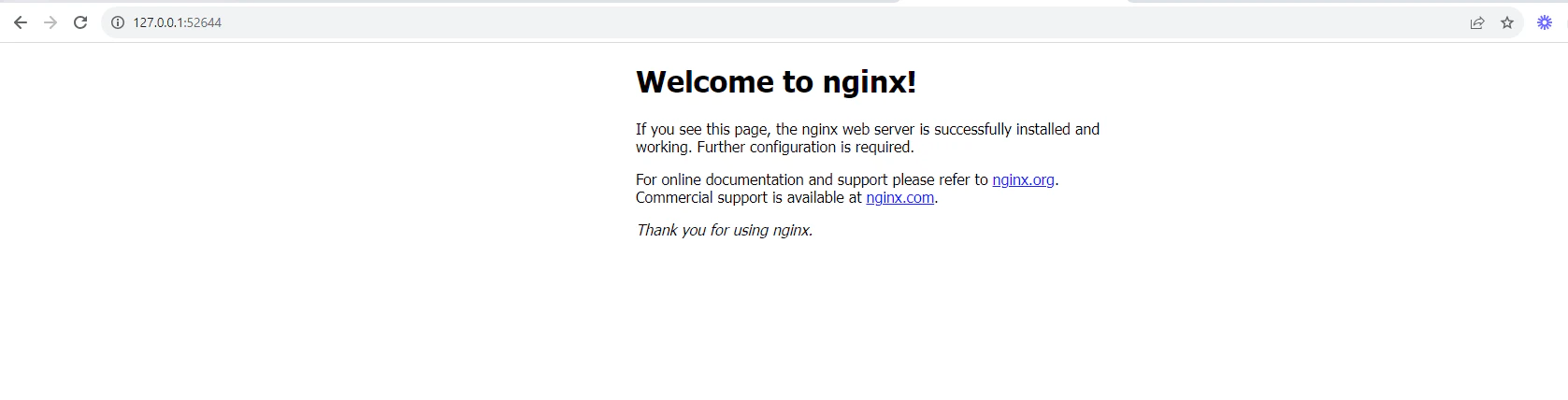 Nginx welcome page displayed in browser