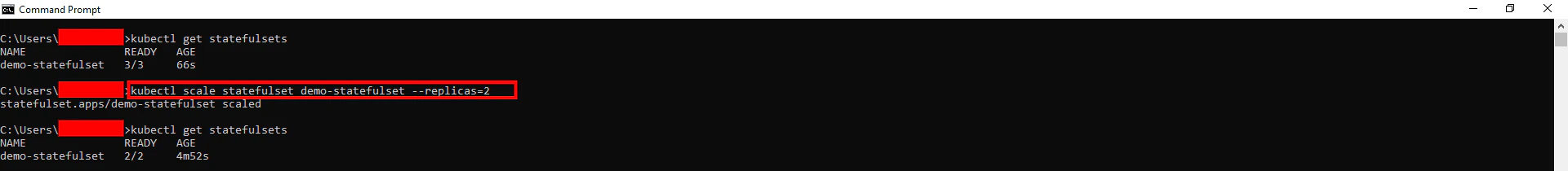 Scaling demo-statefulset down to 2 replicas