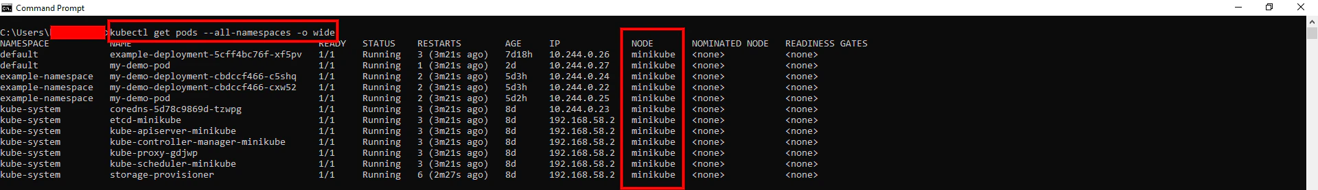 Listing all pods across namespaces showing node assignments before and after drain