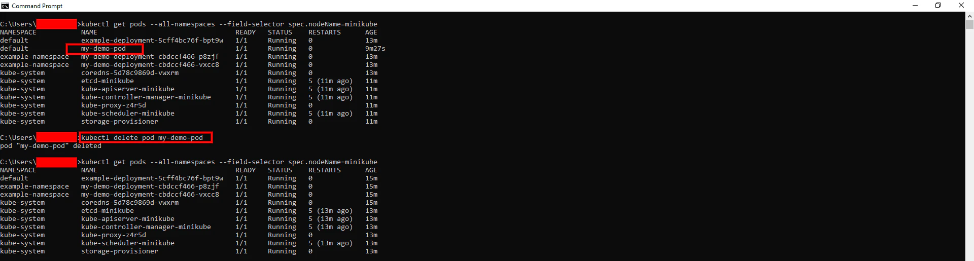 Deleting my-demo-pod from cordoned node