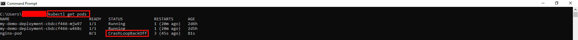 Pod list showing multiple restarts indicating restart loop