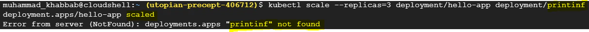 Partial failure when one deployment name is incorrect during scaling
