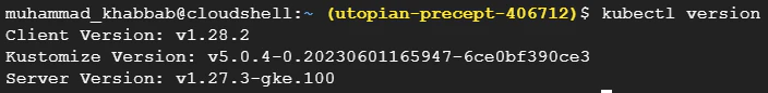 kubectl version output showing both client and server versions