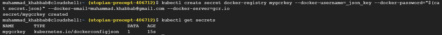 Creating GCR image pull secret with kubectl create secret docker-registry