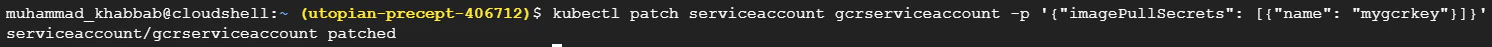 Patching service account to include imagePullSecrets
