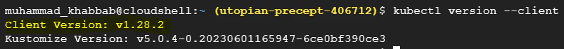 kubectl version --client output confirming installation
