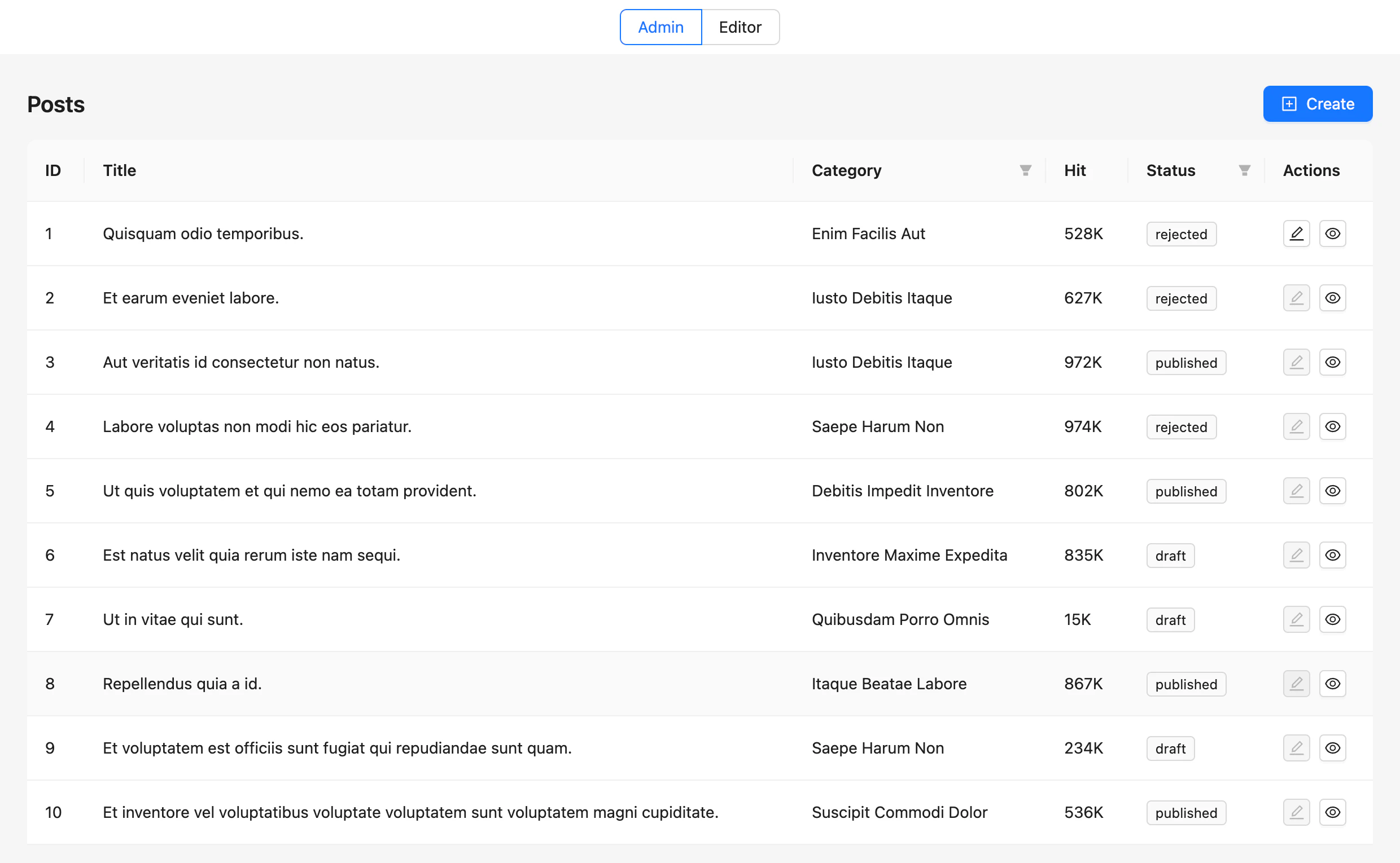 Edit button enabled for authorized user in posts list