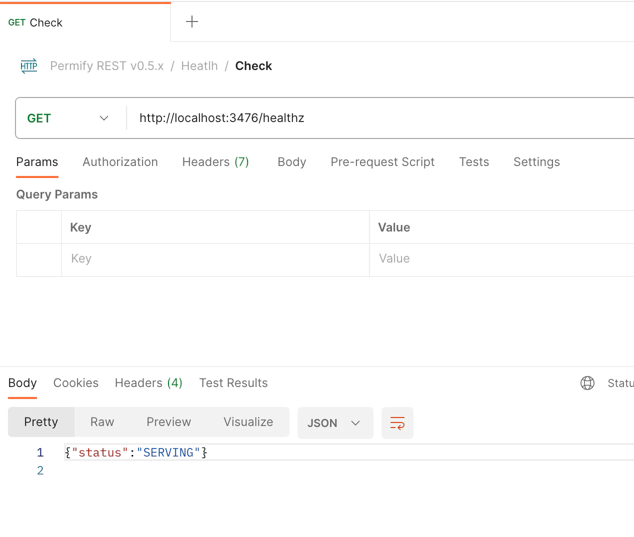 Health check request to localhost:3476/healthz returning OK