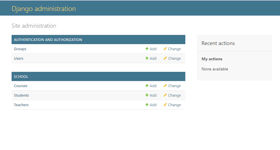 Snapshot of django admin interface for adding data