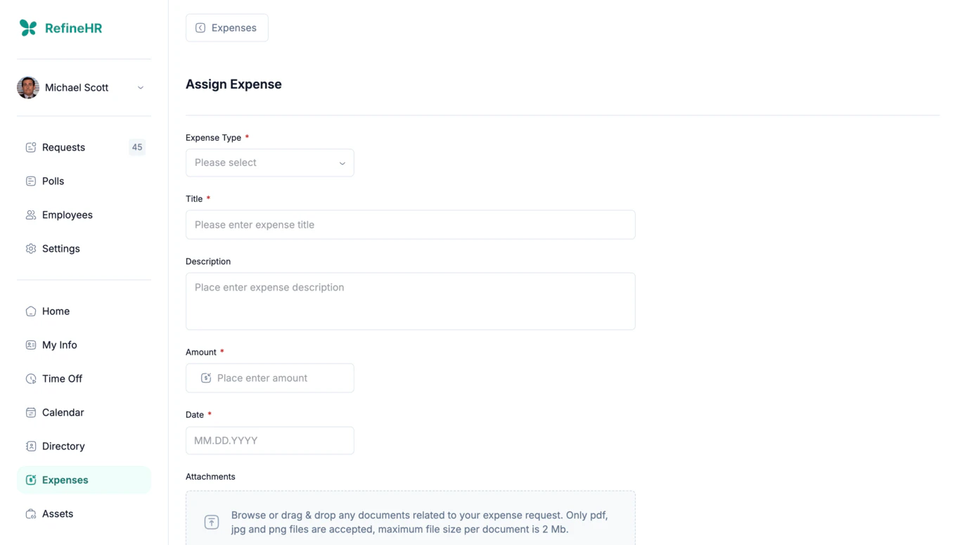 Manager expense approval list