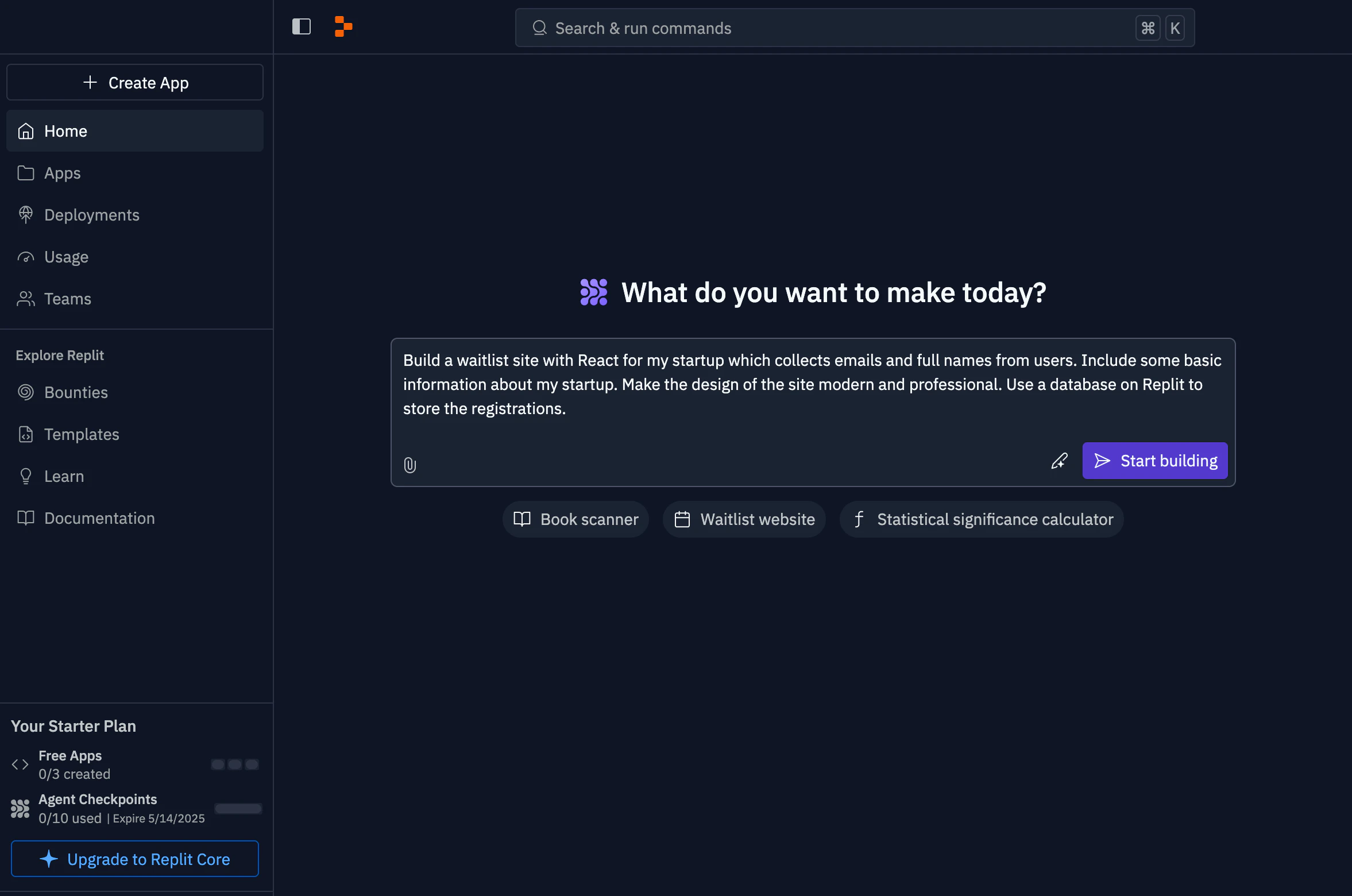 Replit AI suggestion